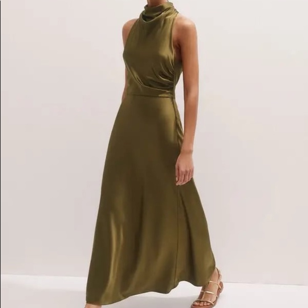 ME + EM Draped Halterneck Maxi Dress